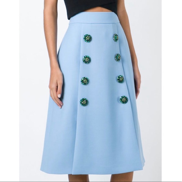 Dolce & Gabbana Dresses & Skirts - Dolce & Gabbana Light Blue Midi Skirt with Crystal Detail